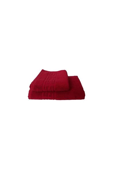 E EFRALL Set 1 bath towel 70 x 140 and 1 face towel 50 x 90, 550g, hotel, greek model - red