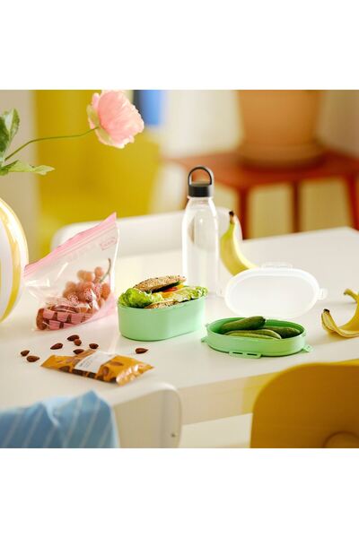 IKEA Plastic Storage Container with Lid, Light Green, 0.2 Lt X 0.6 Lt, 2 Pieces, for Dry Food.