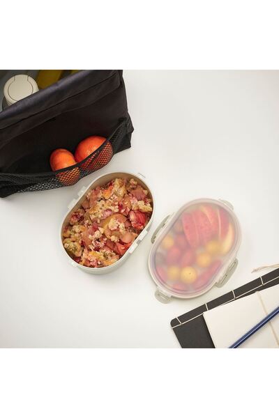 IKEA Plastic Storage Container with Lid, Light Gray-Beige, 0,2 Lt X 0,6 Lt, 2 Pieces, for Dry Food.