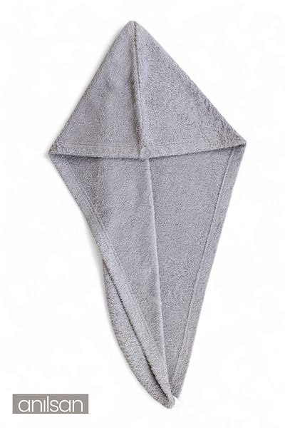 Anılsan 100% Cotton Gray Towel Bonnet Hair Drying Cap Head Towel Shower Bathing Cap Wet Hair Drying Cap