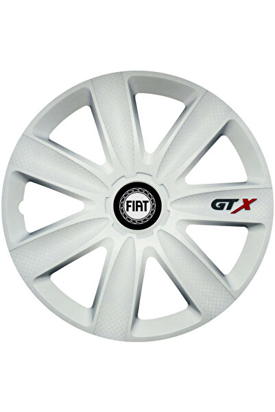 OEM Set de 4 capace de jantă GTX albe R16, compatibile cu Fiat