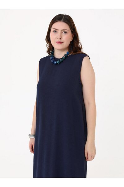 ALİA Plus Size Sleeveless Aerobin Dress - Navy Blue -