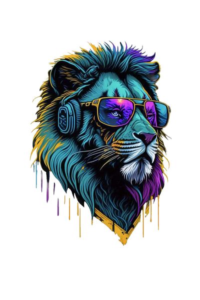 MegaSticker Handsome Lion with Glasses Sticker Car, Motorcycle, Helmet, Laptop, Windshield Sticker 13X12 cm