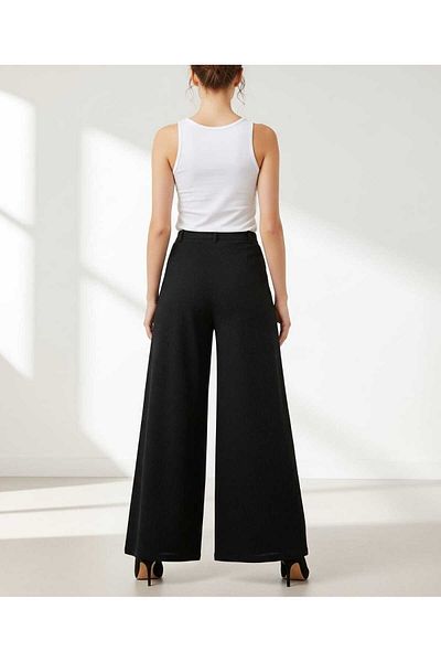 CDA Women's Black High Waist Palazzo Pants