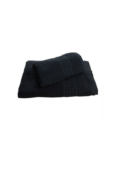 E EFRALL Set 1 bath towel 70x140 and 1 face towel 50x90, 550g, hotel-grade, Greek model - black