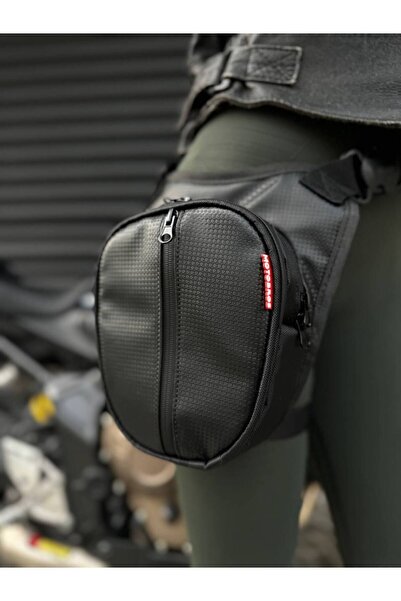 HALL BREATHE Karbon desenli deri motosiklet bacak çantası, su geçirmez, 3 göz...