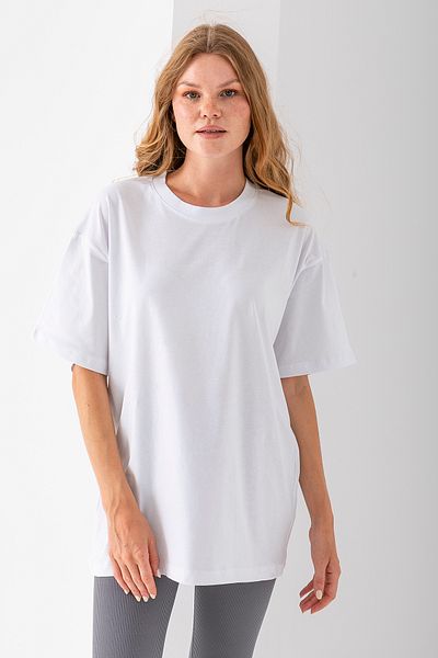 GİYSA Women's Crew Neck Plain Basic Cotton T-Shirt White - 25501