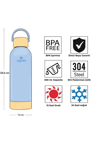 IGLOO Hydrate Pro Thermos 500Ml-Ice Blue