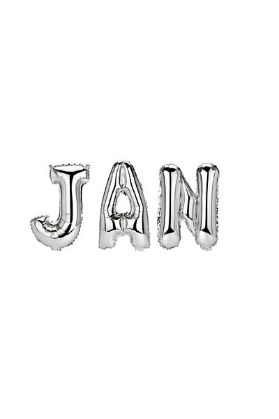 SDX Market Balloon Set Name Jan, Silver, 40 cm