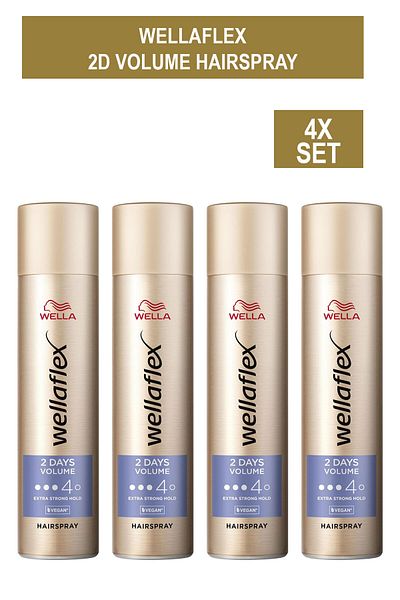Wella Wellaflex 2D Volume Hairspray - 75ML x4