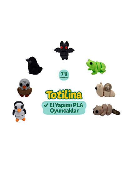 Totilina 7'li set yarasa kurbağa salyangoz su samuru penguen kartal karga