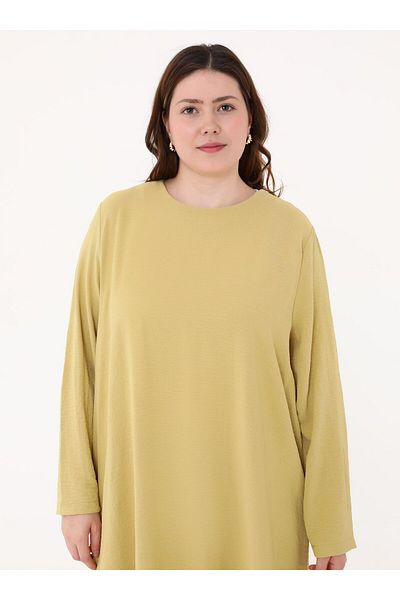 ALİA Aerobin Basic Tunic&Pants Plus Size Double Set - Pistachio Green -