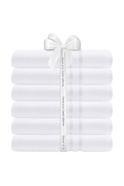 Quasar & Co. Set 6 Bath Towels Quasar & Co., 100% Cotton, 450 gsm, 50 x 90 cm, White