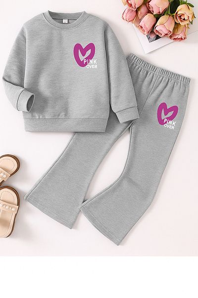 renkli diyar Girl's Bottom Top Set Long Sleeve Winter Bluz and Spanish Pants Creche Kindergarten Primary School