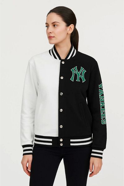 modamtn Two thread embroidered college jacket - black