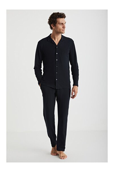 Kom طقم بيجامة رجالي بأزرار