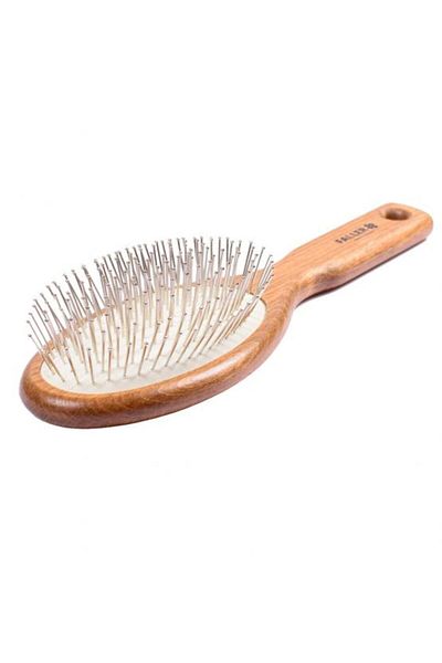 Keller Oval Wooden Hair Brush with Stainless Steel Bristles