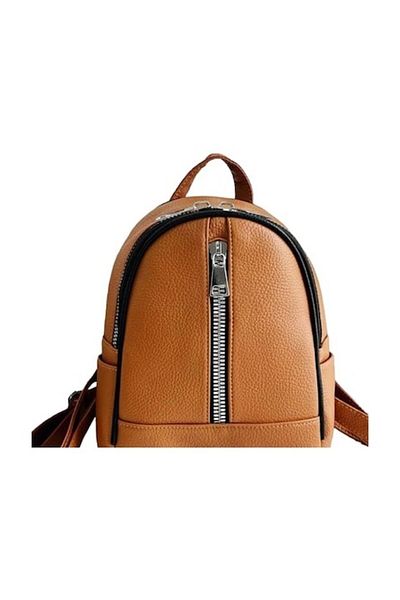 E EFRALL Women's Brown Faux Leather Backpack with Zipper 30 cm - Concept