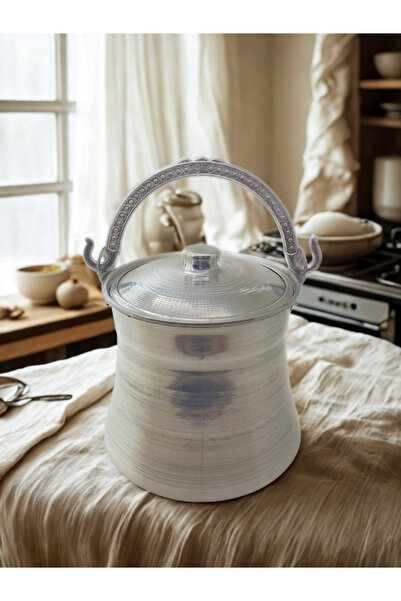 ŞEHZADEMUTFAK Şehzade Mutfak 1 Litre El Yapımı Alüminyum Yoğurt Satırı (KAPAKLI BAKRAÇ)