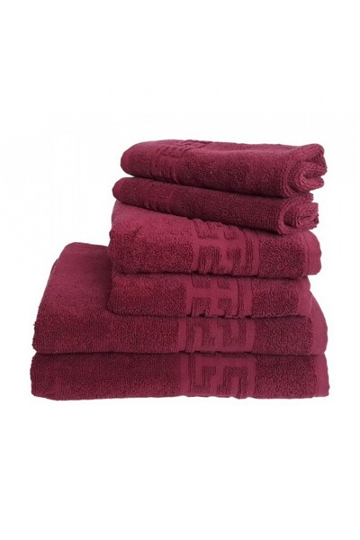 DeNikos Set 6 prosoape groase si pufoase, bumbac, model grecesc, Grena,