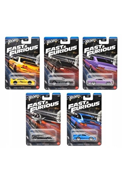 HOT WHEELS Set of 5 Hot Wheels Diecast Cars, Fast and Furious Collection HRW51-55, Edition 2024, 1:64, Multic