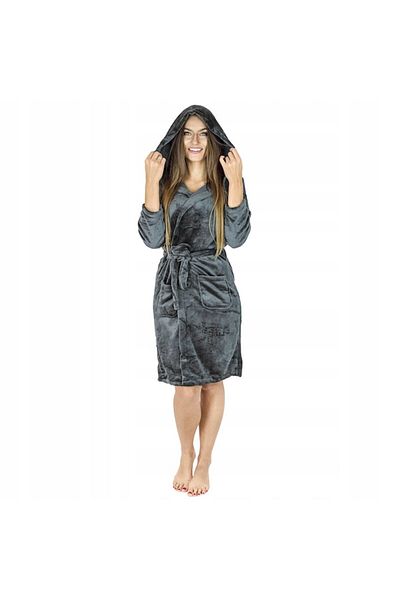 Onesies Warm Bathrobe with Hood Plus, Gray, Size XL