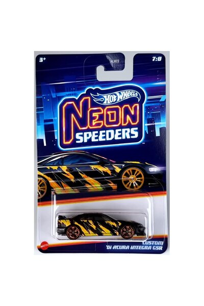mattel Mașină metalică Hot Wheels, Neon Speeders personalizată Acura Integra GSR `01, 1:64, neagră