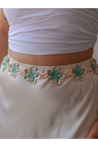 Reorah Collection Green Lotus Flower Belt