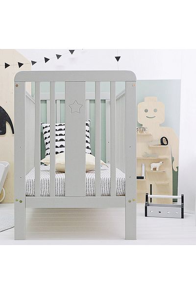 OEM Wooden baby cot, adjustable mattress height, Star Baby Grey 120x60 cm