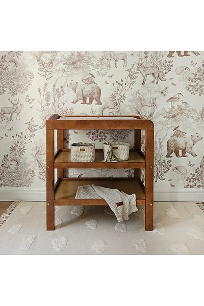 OEM Baby Changing Table, Solid Wood, Noble Vintage, With 2 Tall Storage Shelves