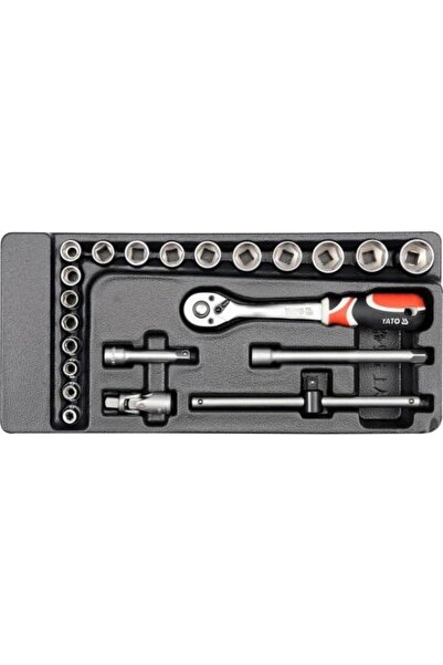 yato Set chei tubulare YT-5542, 6-22 mm, cheiță pătrată 3/8 inch, 22 bucăți