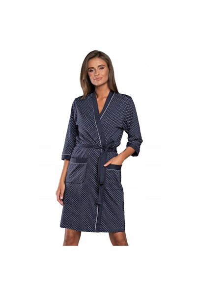PRICHINDEL Halat de baie pentru femei, bumbac, Monik, bleumarin cu stele, măr...