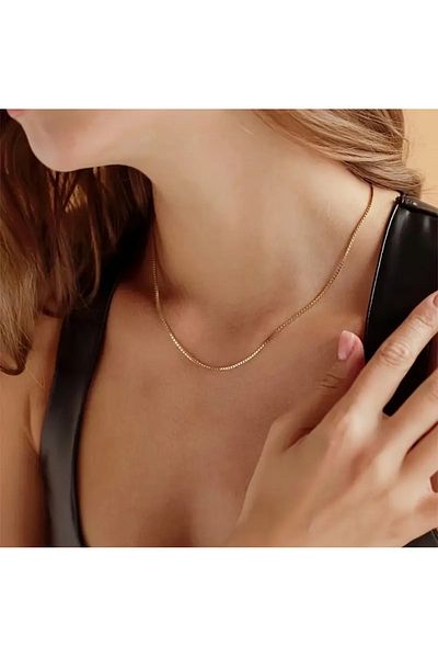 PURE BERRY Square Cube 100% Steel Anti-Tarnishing Necklace Unissex