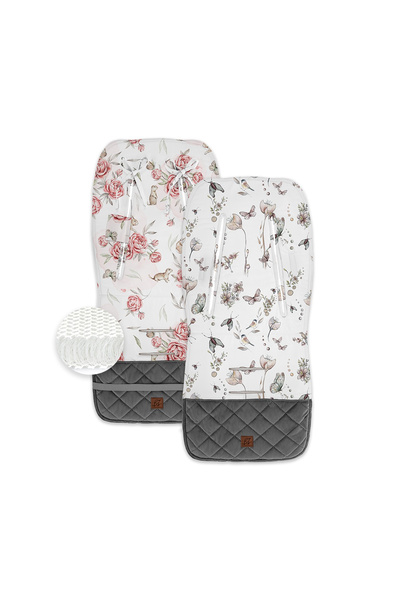 Babysteps by Urban Haul Breathable Cotton Cover Insert for 2-Sided Stroller, Peony Dreamland