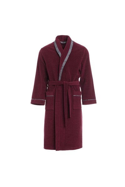 E EFRALL Bathrobe, Revise, Cotton/Polyester, For Men, Maroon, Size 3XL