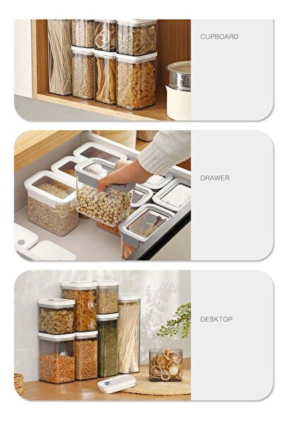 Arabest 7 Pcs Airtight Food Storage Containers Set with Lock Lids,for Cereal,BPA Free & Stackable Design