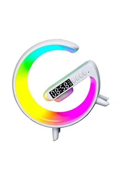 Promagg Multifunctional Speaker G, Smart RGB LED Lamp, with Clock, Bluetooth Speaker, Wireless Phone Charger, L