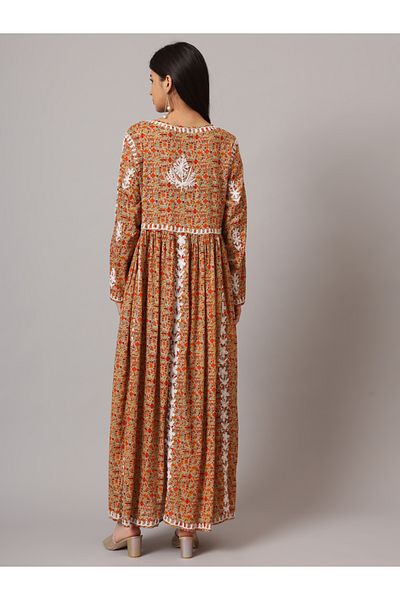 alaya Hand Embroidered Lucknowi Chikankari Printed Mulmul Cotton Jalabiya-AL3936