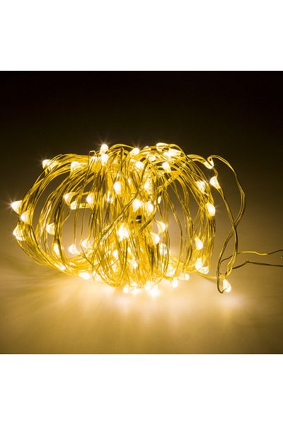 SDX Market Linear Christmas installation with batteries, 1 m, with 10 LEDs, Warm white, waterproof FLASH