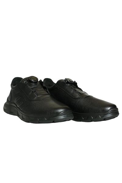 Platin Black Leather Men's Casual Shoes