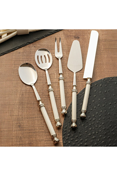 ROY KING 5 Piece Porcelain Service Set Silver