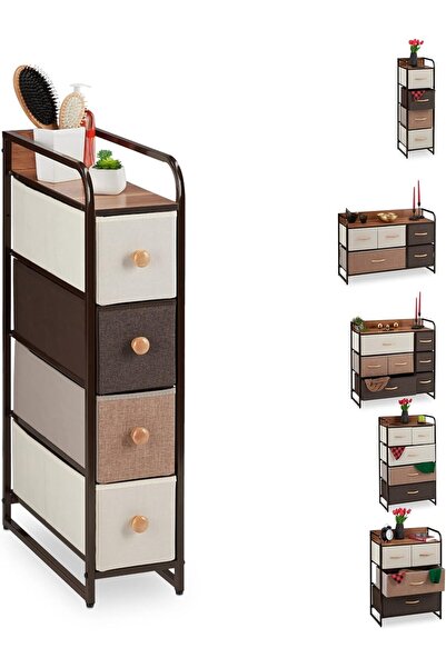 Relaxdays خزانة ملابس، 4 أدراج، مع رف، 4 سلال قابلة للطي، قماش، إطار فولاذي، ...