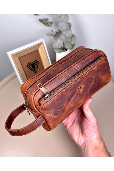 Fil Deri Genuine Leather Hand Grip Tape Zippered Men's Wallet 2109