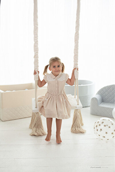 Babysteps by Urban Haul WoodSwing by BabySteps, Wooden and Foam Baby Swing, Velvet Sepia Rose