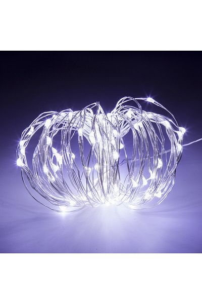 SDX Market Linear Christmas light installation with USB, 10 m, with 100 LEDs, Cool White, thin wire, waterproof