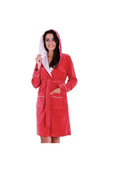 PRICHINDEL Bathrobe with Hood, Velour, Red L