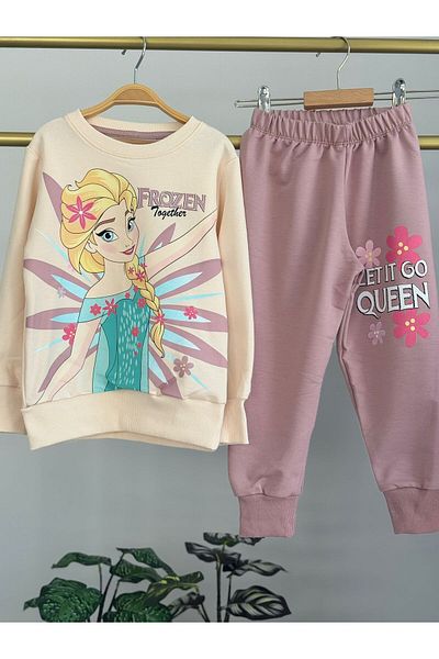 LİLLYPİCCA Girl's 2-Piece Set Long Sleeve Sweatshirt - Elastic Waist Combed Cotton Trousers