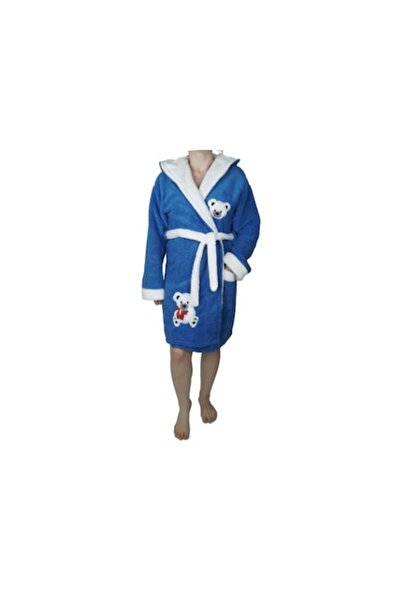 E EFRALL Halat de baie pentru femei cu ursuleț de pluș, buzunar, cocolino, glugă, albastru 2XL - Concept E Efrall