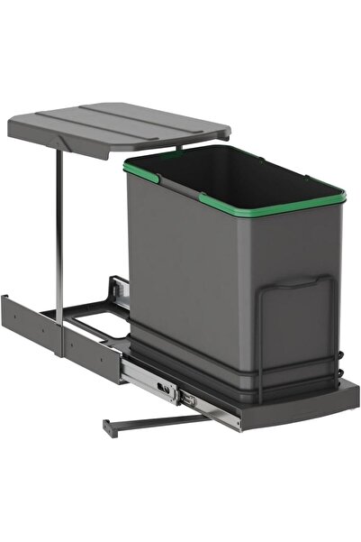 AyrStore Tls. Raylı Plastik Gövde Çöp Kovası 24 Lt.-Antrasit Gri Tek Ebat Zsx...