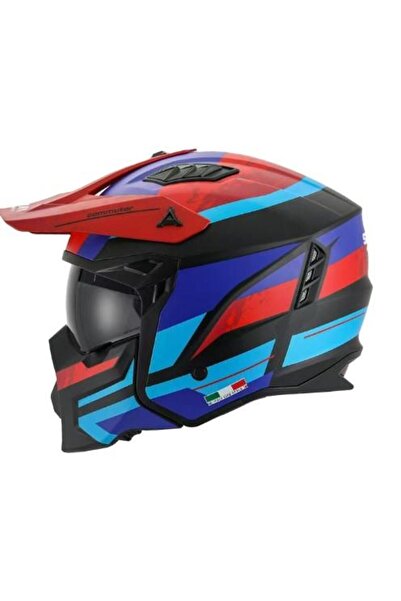 Sway X1-X Seul Track Modüler Full Face Çene Sökülebilen  Uyumlu Motosiklet Kaskı XL Beden Siyah Kırmızı